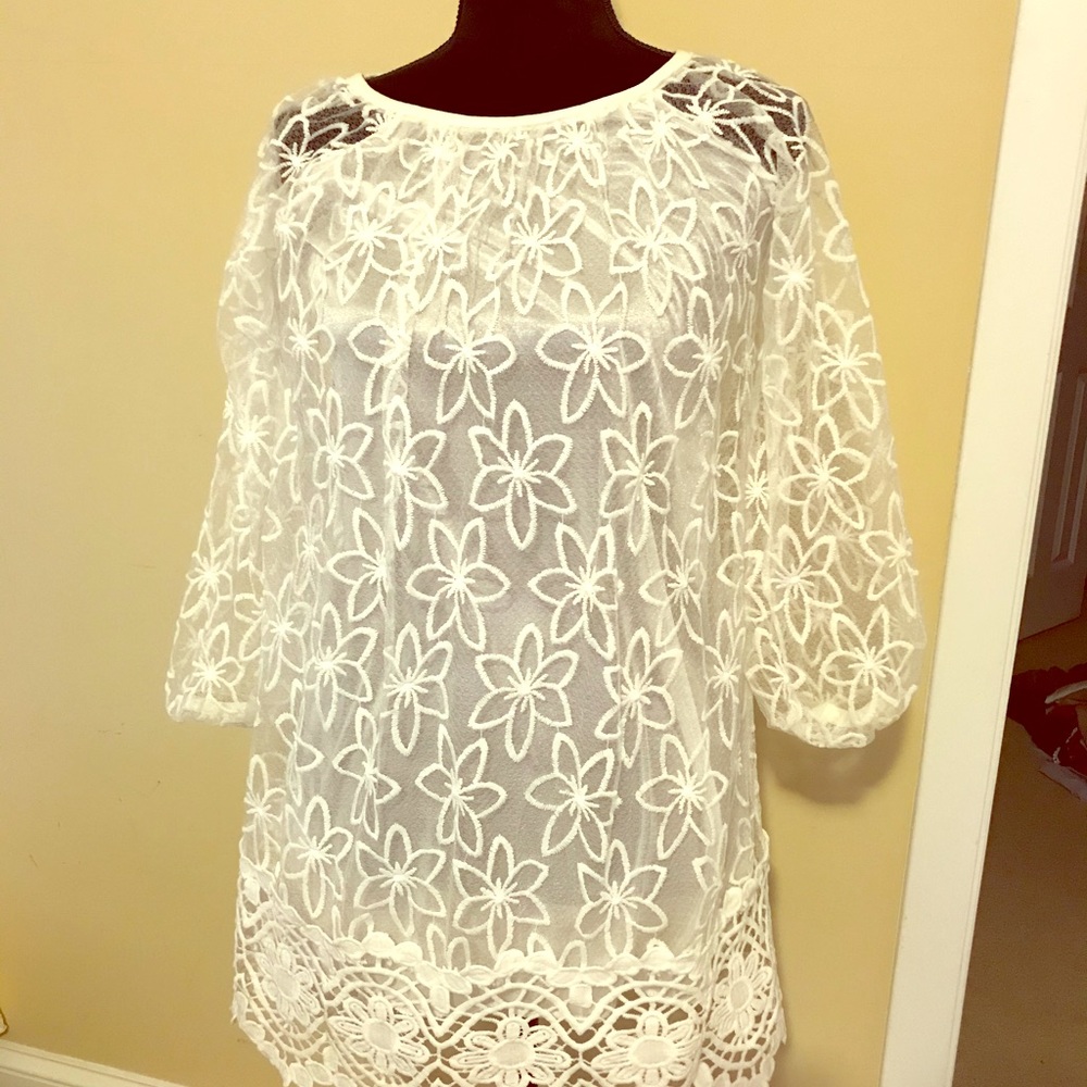 Lace white mini dress